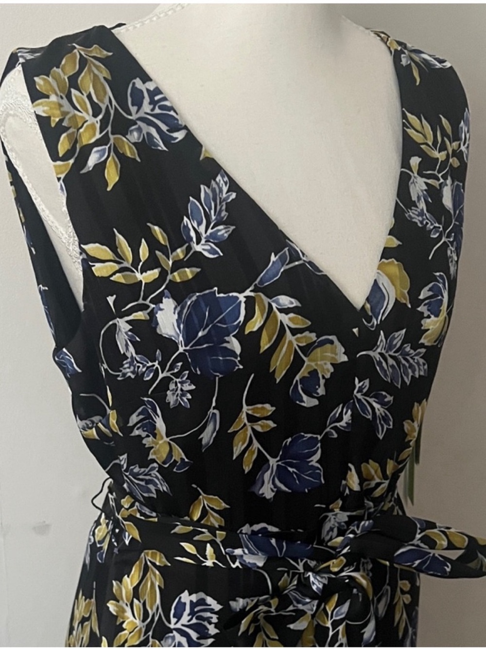 Sam Edelman Black/blue/yellow floral  flowy occasion wedding Maxi Dress, 8, NWT